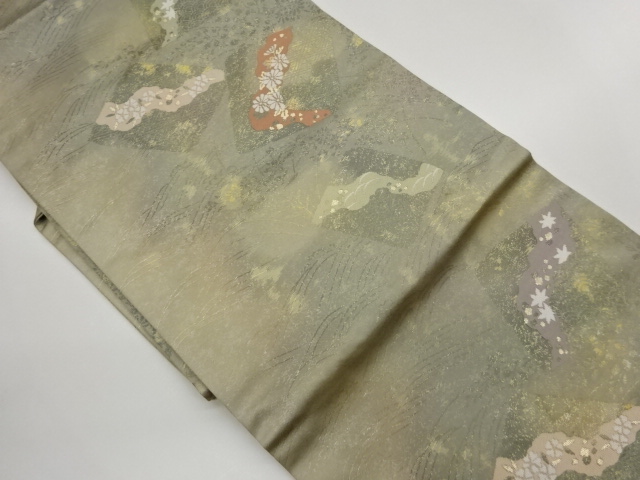 JAPANESE KIMONO / ORIGIDASHI (OBI) / CHERRY BLOSSOM / CHRYSANTHEMUM / 
